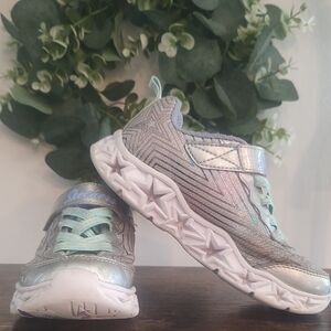 Skechers Kids' Silver and Blue Sneakers Size 12